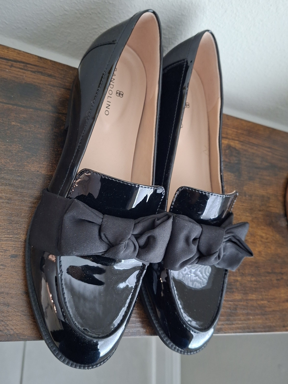 Bandolino Black Patent Bow Loafers for Women